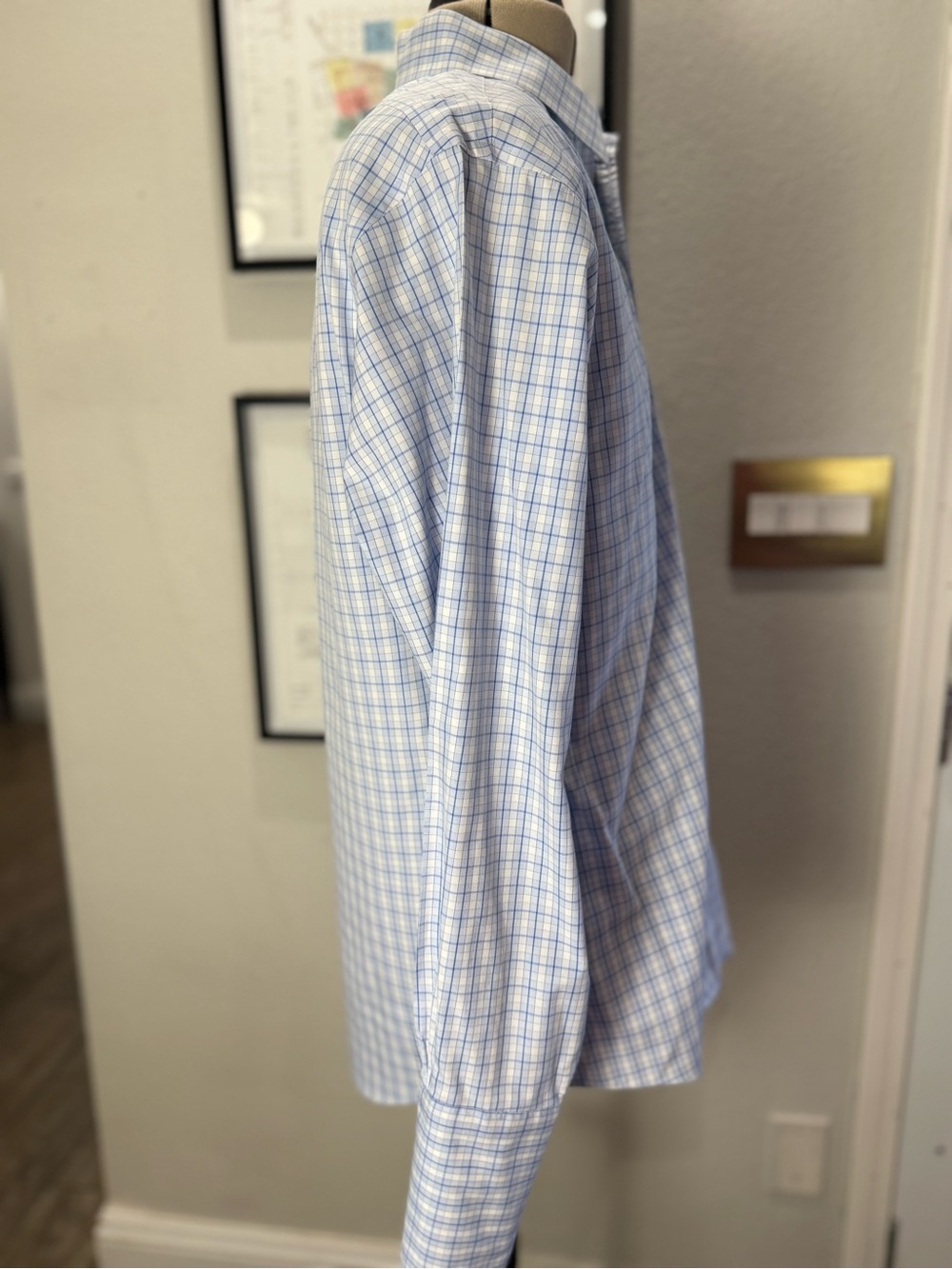 Brooks Brothers 16.5/35 Classic Supima Non-Iron Windowpane French Cuff Shirt - Picture 5 of 8